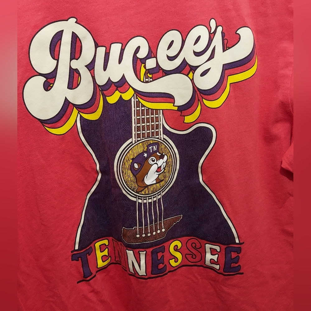 Bucees Red TN Tennessee Guitar Adult Large Tee T Shirt Buc-ee's Music City
